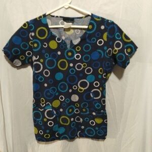 Cherokee Scrub Top Womens Sz Small  Nurse Uniform Hospital Short Sleeve  Blue